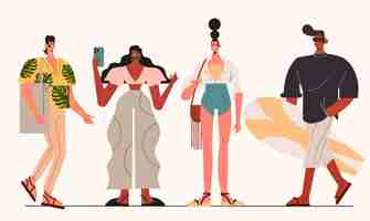 Free vector flat people with summer clothes collection