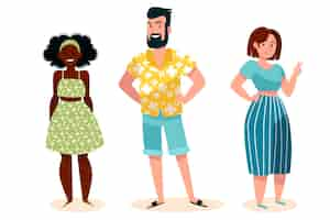 Free vector flat people with summer clothes pack