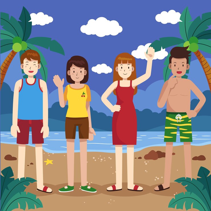 मुफ़्त वेक्टर flat people with summer clothes pack