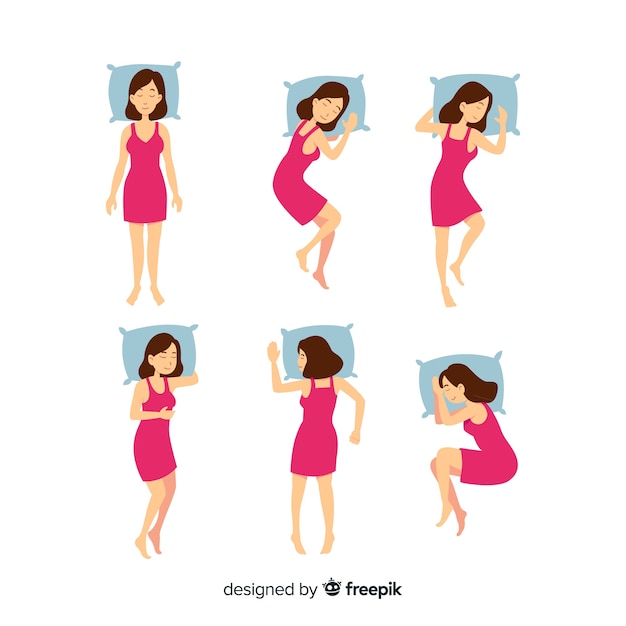 Flat person in different sleep positions