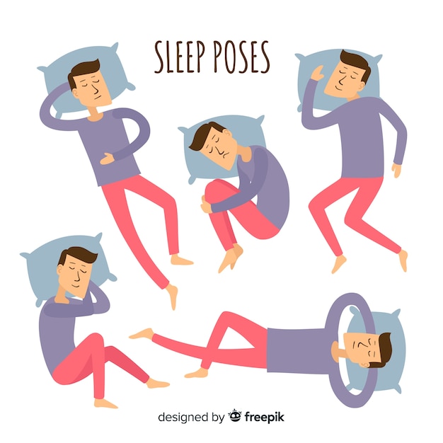 Flat person in different sleep positions