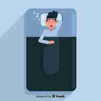 Free vector flat person sleeping in bed background