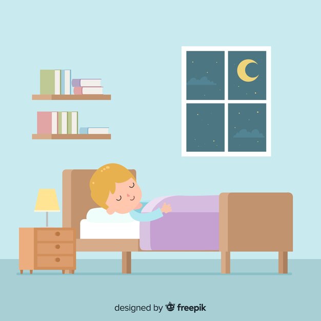 Flat person sleeping in bed