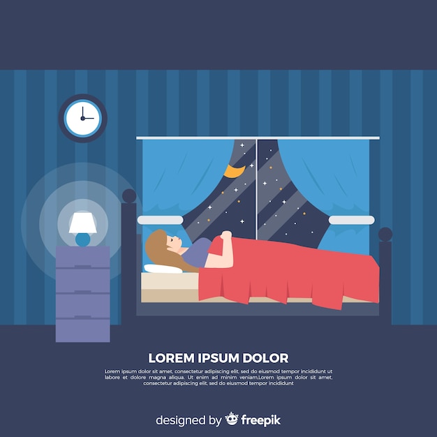 Free vector flat person sleeping in bed