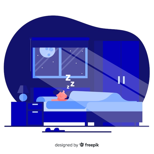 Flat person sleeping in bed