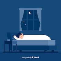 Free vector flat person sleeping at night in bed background