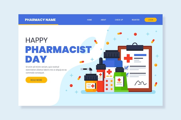 Flat pharmacist day landing page template