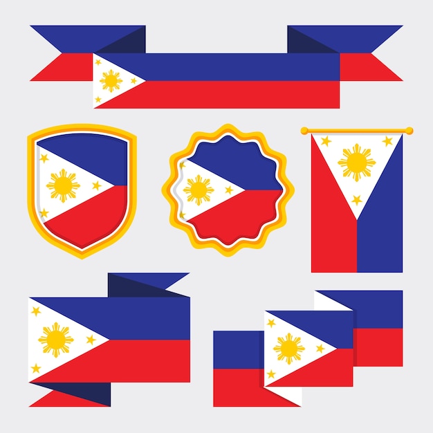 Flat philippines flag set