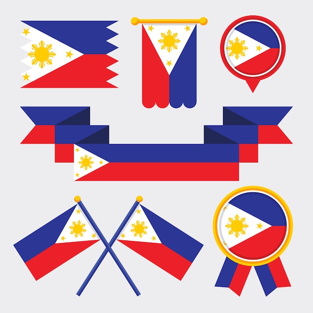 Flat philippines flag set