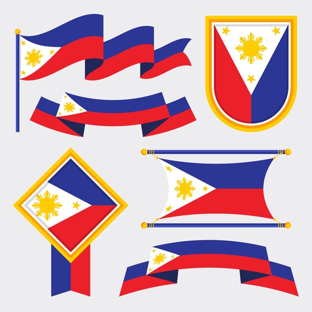 Flat philippines flag set