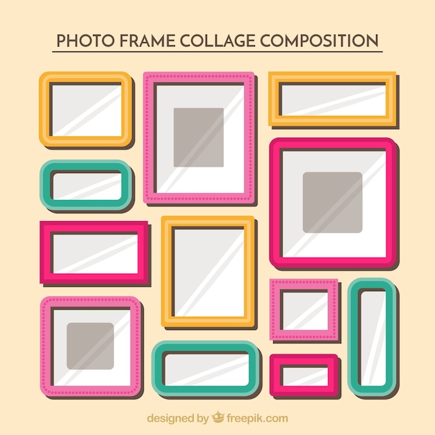 Free vector flat photo frame collage