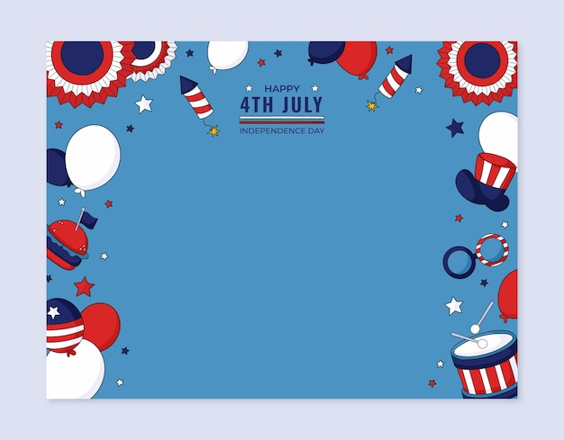 Flat photocall template for american 4th of july holiday celebration