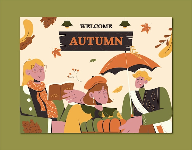 Flat photocall template for autumn celebration