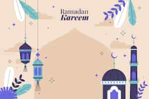 Free vector flat photocall template for islamic ramadan celebration