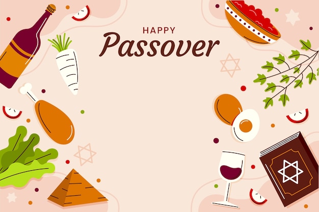 Free vector flat photocall template for jewish passover celebration