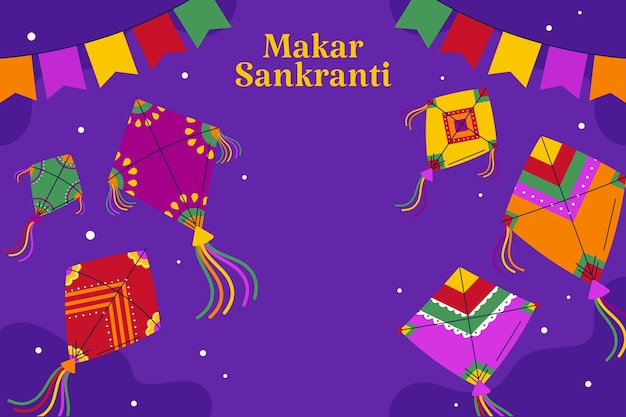Vettore gratuito template di fotocall piatto per la celebrazione del festival makar sankranti