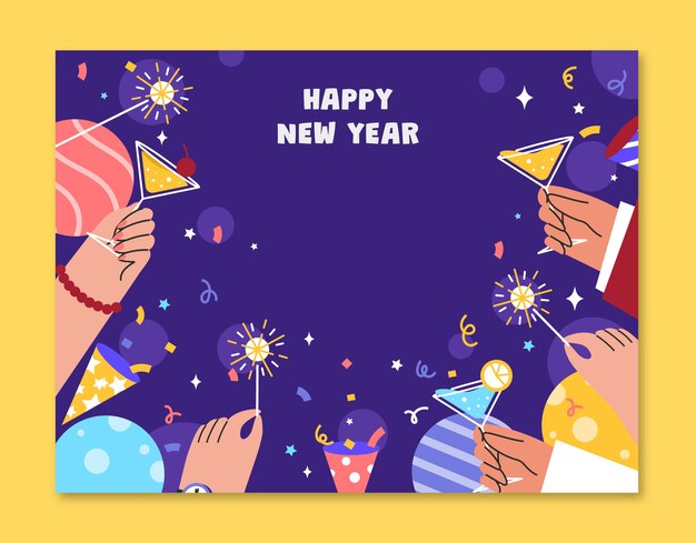 Flat photocall template for new year 2024 celebration