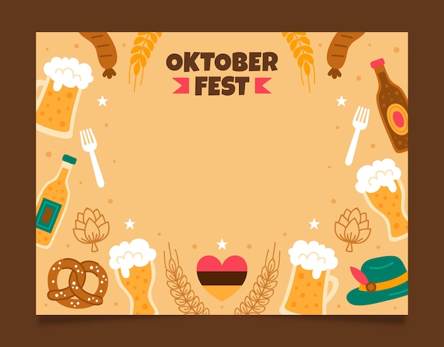 Vettore gratuito modello di photocall piatto per il festival dell'oktoberfest