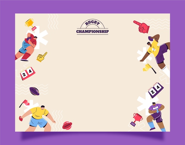 Free vector flat photocall template for rugby championship