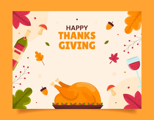 Flat photocall template for thanksgiving with turkey and wine