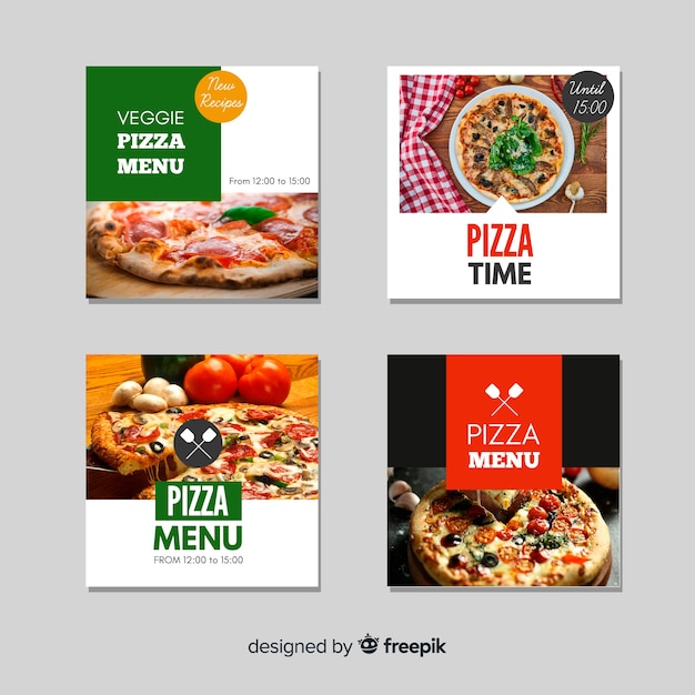 Free vector flat photographic food banner pack