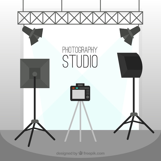 Free vector flat photography studio