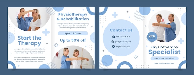 Free vector flat physiotherapist brochure template