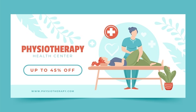 Free vector flat physiotherapist horizontal sale banner template