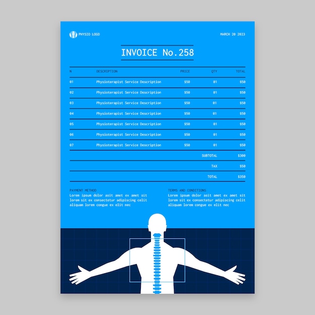 Free vector flat physiotherapist minimal invoice template