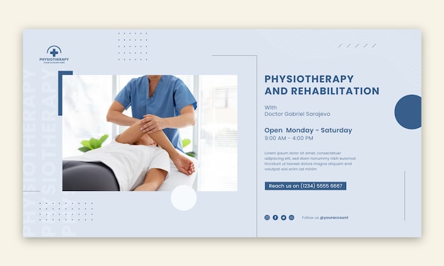 Flat physiotherapist social media promo template