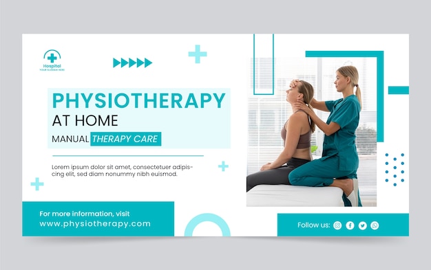 Flat physiotherapist social media promo template