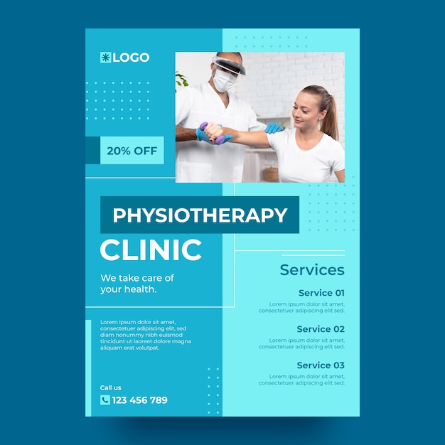 Free vector flat physiotherapist vertical poster template