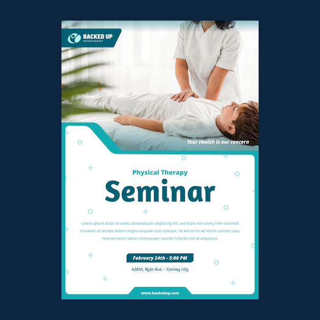 Flat physiotherapist vertical poster template