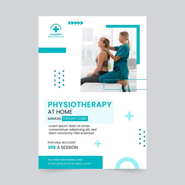 Flat physiotherapist vertical poster template