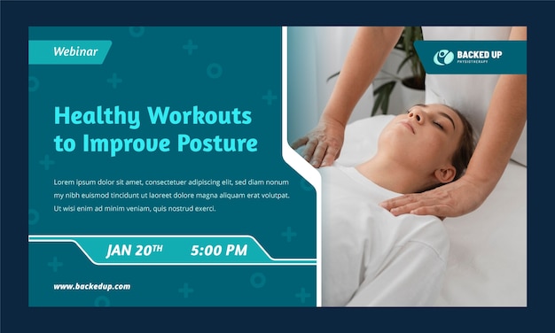 Free vector flat physiotherapist webinar template