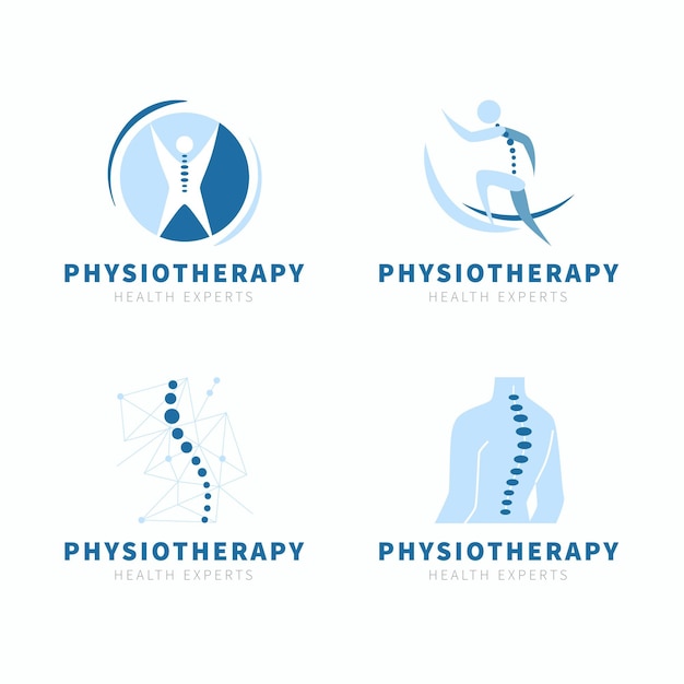 Flat physiotherapy logo collection