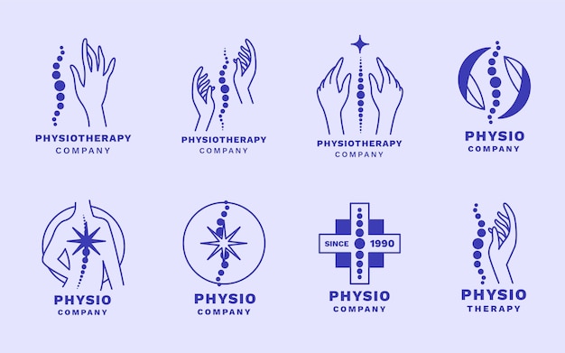 Free vector flat physiotherapy logo template set