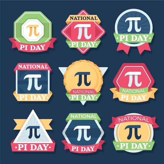 Free Vector flat pi day badges collection
