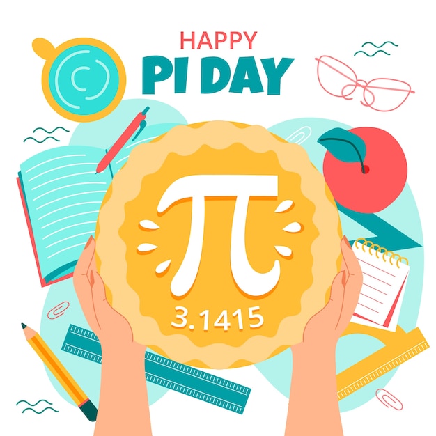 Flat pi day illustration