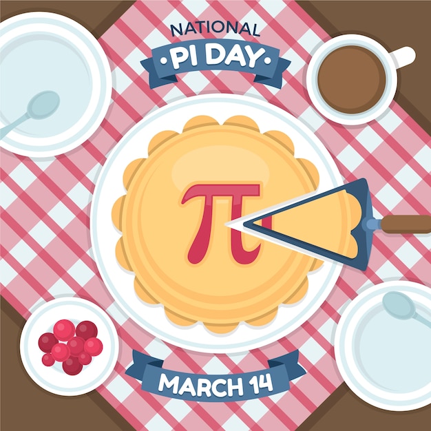 Flat pi day illustration