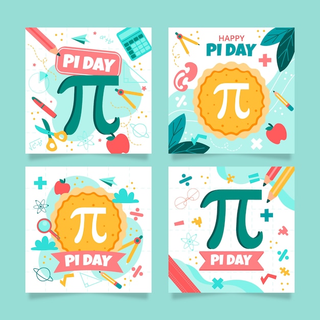 Collezione di post di instagram flat pi day