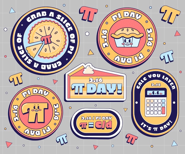 Free vector flat pi day labels collection