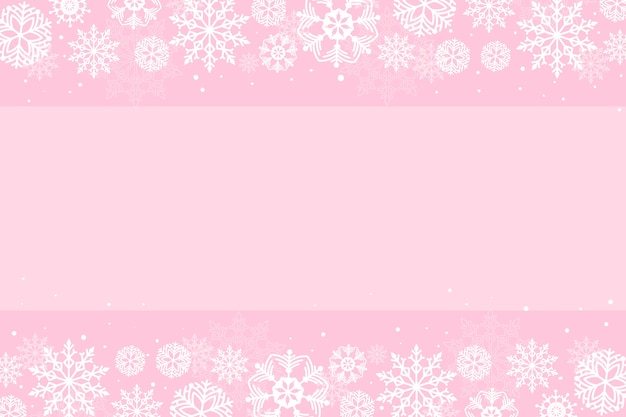 Flat pink snowflake background