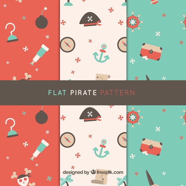 Flat pirate pattern background