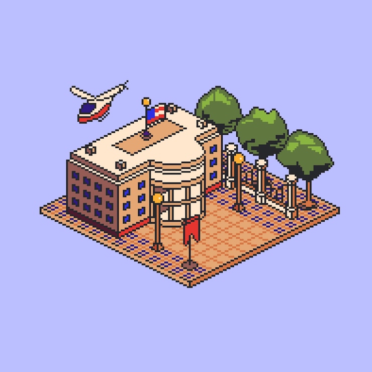 Free Vector flat pixel art 4th of july scene