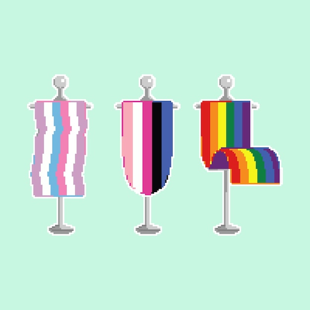 Free vector flat pixel art pride month flags collection