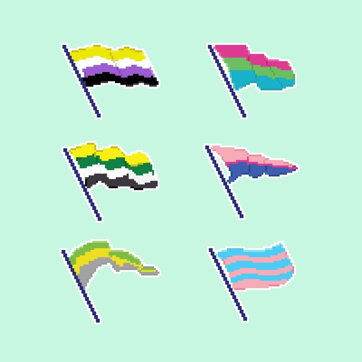 Free Vector flat pixel art pride month flags collection