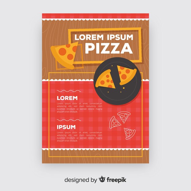 Плоский шаблон брошюры для пиццы