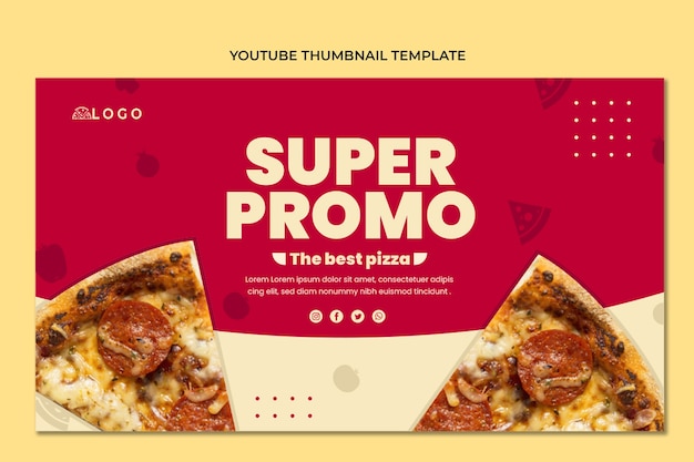 Free vector flat pizza youtube thumbnail