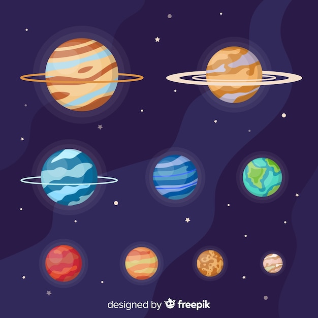 Free vector flat planet collection of the milky way